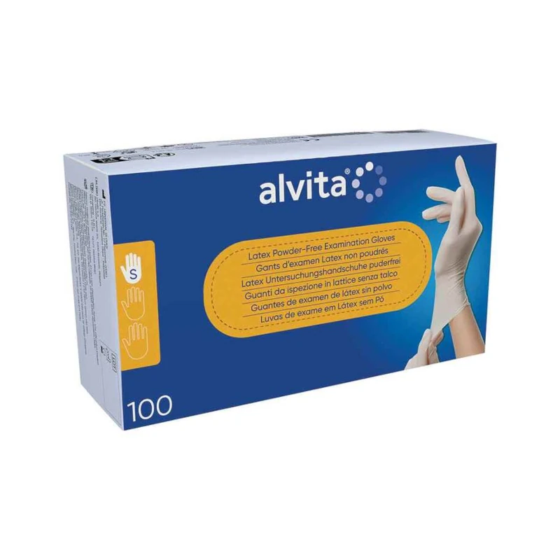ALVITA Latex Unt.Handschuhe unsteril puderfrei S