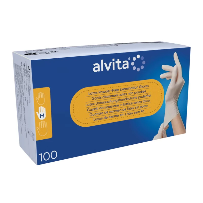 ALVITA Latex Unt.Handschuhe unsteril puderfrei M