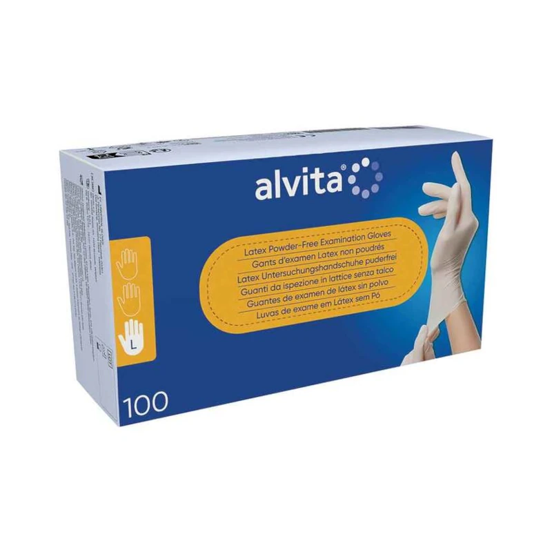 ALVITA Latex Unt.Handschuhe unsteril puderfrei L