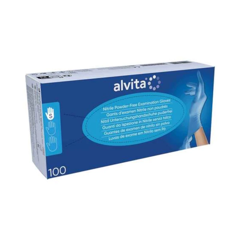 ALVITA Nitril Unt.Handschuhe unsteril puderfrei S